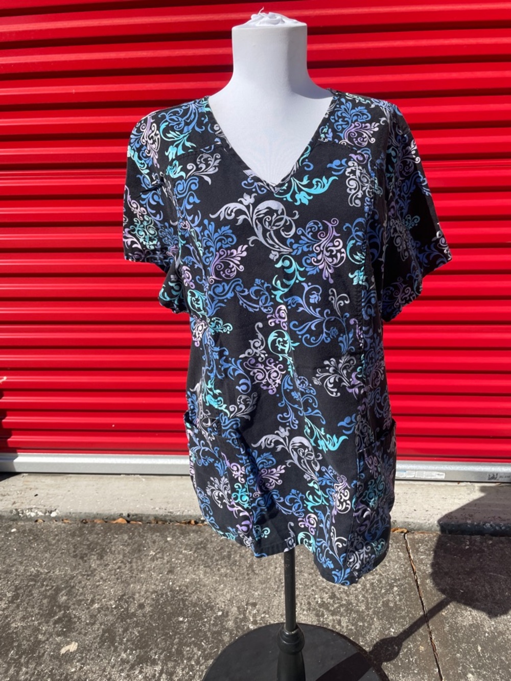Women's Black V-Neck Scrub Top